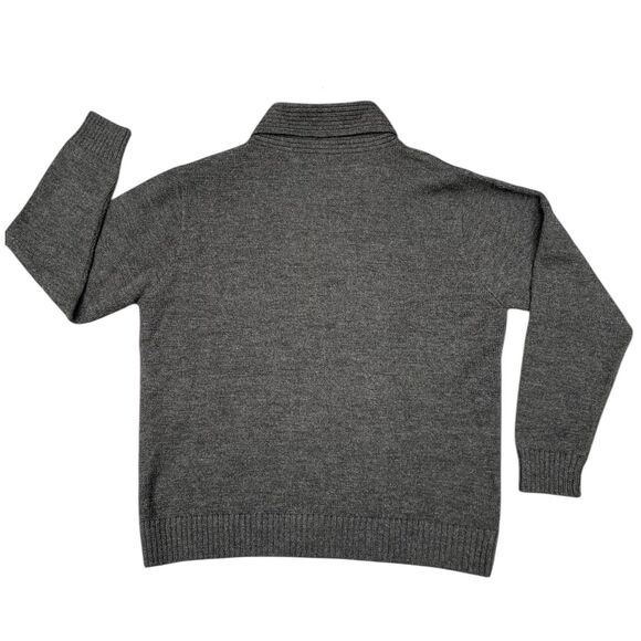 Johnston & Murphy Gray Merino Wool Shawl Neck Sweater Size L Classic Preppy - Picture 3 of 13